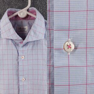 Stenstroms Romania Fitted Body Twofold Super Cotton 15.75 Check Blue Mens Shirt